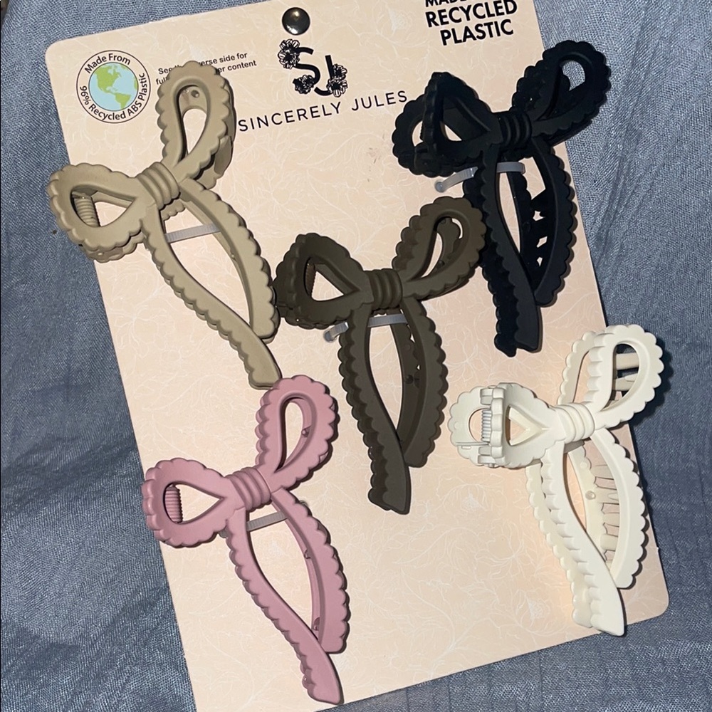 5 PC Ribbon Bow Jaw hair clips